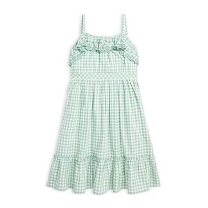 Polo Ralph‎ Lauren Girls' Eyelet Ruffle Gingham Cotton Madras Dress Size 8 New